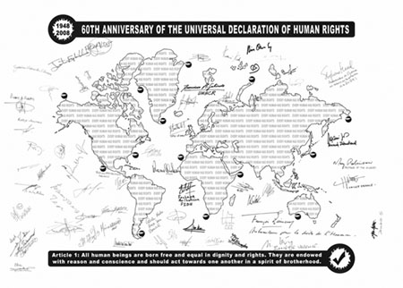 60 Signers artwork by Max Dana for the UDHR anniversary