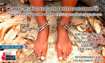 Soirée ‘Combattre l’esclavage en Libye et dans le monde’ le 14 février 2018 à Paris